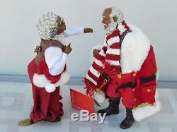 Clothtique Possible Dreams Rare African American Mr. &amp; Mrs. Santa Claus With Tag