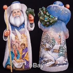 Russian Hand Carved Painted Wooden Wood Santa Claus