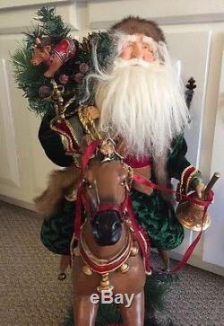 Santa Claus Rocking Horse 28 X 24 Toys Christmas Decorations Bells 2003