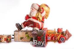 10 Hand carved Santa Claus TRAIN Handpainted Christmas wood figurine Ded Moroz