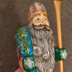 10 Santa Claus Statue Christmas Russian Hand Carved Wooden Figure with Troika JW