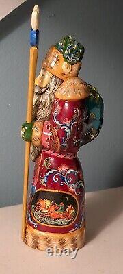 10 Santa Claus Statue Christmas Russian Hand Carved Wooden Figure with Troika JW