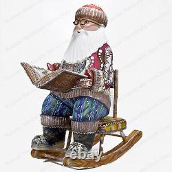 10 Santa Claus With A Book Statue Christmas Russian Hand Carved Wooden Figure