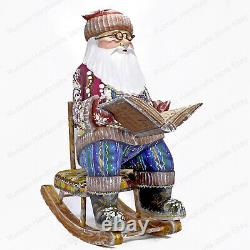 10 Santa Claus With A Book Statue Christmas Russian Hand Carved Wooden Figure