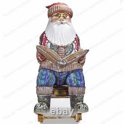 10 Santa Claus With A Book Statue Christmas Russian Hand Carved Wooden Figure