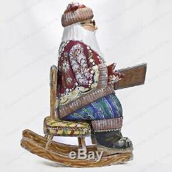 10 Santa Claus With A Book Statue Christmas Russian Hand Carved Wooden Figure