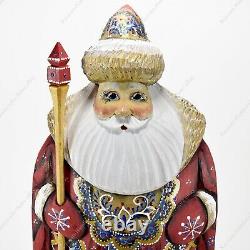 11 Big Santa Claus Statuette Christmas Russian Hand Carved Wooden Figure Statue