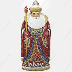 11 Big Santa Claus Statuette Christmas Russian Hand Carved Wooden Figure Statue