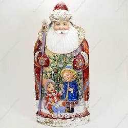 11 Santa Claus Statue Christmas Russian Hand Carved Wooden Figure Winter Themes