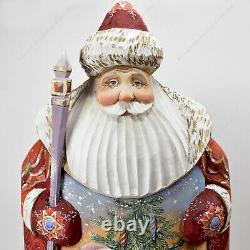 11 Santa Claus Statue Christmas Russian Hand Carved Wooden Figure Winter Themes