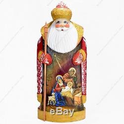 11 Santa Claus Statue Nativity Christmas Russian Hand Carved Wooden Figure