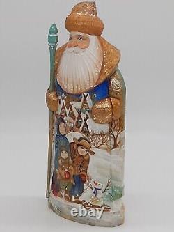 11 Wooden Santa Claus with owl Hand carved and painted figurine Christmas decor