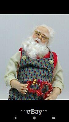 112 Dollhouse Scale Santa Claus And Three Elves Dolls Figures Christmas OOAK