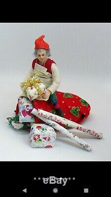 112 Dollhouse Scale Santa Claus And Three Elves Dolls Figures Christmas OOAK
