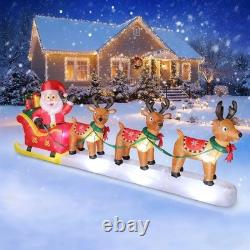 12 Ft Inflatable Santa Claus with Reindeer & LED Lights Outdoor Christmas Y