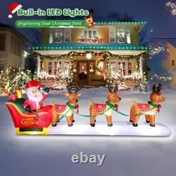 12 Ft Inflatable Santa Claus with Reindeer & LED Lights Outdoor Christmas Y