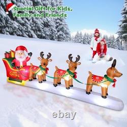 12 Ft Inflatable Santa Claus with Reindeer & LED Lights Outdoor Christmas Y