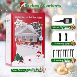 12 Ft Inflatable Santa Claus with Reindeer & LED Lights Outdoor Christmas Y