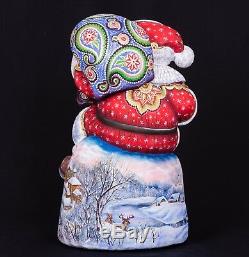 14 Hand carved Santa Claus Handpainted Christmas wood figurine Ded Moroz