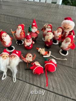 15 Nice VTG PUTZ Christmas Santa Claus Spun Cotton Crepe Paper figures