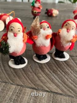 15 Nice VTG PUTZ Christmas Santa Claus Spun Cotton Crepe Paper figures