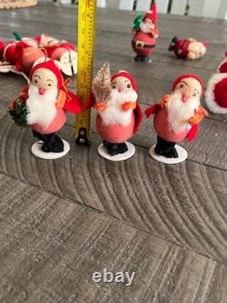 15 Nice VTG PUTZ Christmas Santa Claus Spun Cotton Crepe Paper figures