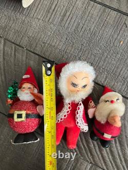 15 Nice VTG PUTZ Christmas Santa Claus Spun Cotton Crepe Paper figures