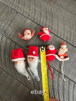 15 Nice VTG PUTZ Christmas Santa Claus Spun Cotton Crepe Paper figures