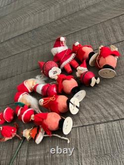15 Nice VTG PUTZ Christmas Santa Claus Spun Cotton Crepe Paper figures