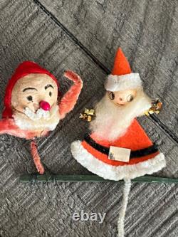 15 Nice VTG PUTZ Christmas Santa Claus Spun Cotton Crepe Paper figures