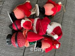 15 Nice VTG PUTZ Christmas Santa Claus Spun Cotton Crepe Paper figures
