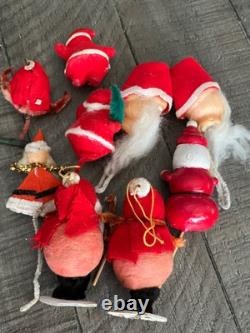 15 Nice VTG PUTZ Christmas Santa Claus Spun Cotton Crepe Paper figures