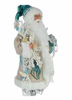 16 Inch Standing Aquamarine Santa Claus Christmas Figurine Figure Decoration