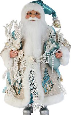 16 Inch Standing Aquamarine Santa Claus Christmas Figurine Figure Decoration 16