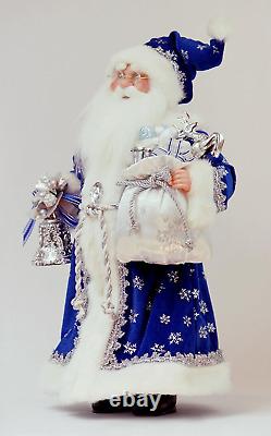 16 Inch Standing Royal Blue Santa Claus Christmas Figurine Figure Decoration 41