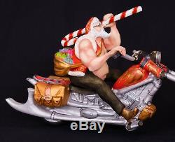 17 Hand carved Santa Claus biker Handpainted Christmas wood figurine Ded Moroz