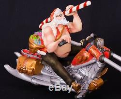 17 Hand carved Santa Claus biker Handpainted Christmas wood figurine Ded Moroz