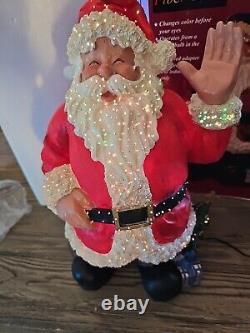 17 Puleo Santa Clause Fiber Optic Light Up Color Changing Christmas Works Great