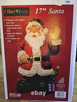 17 Puleo Santa Clause Fiber Optic Light Up Color Changing Christmas Works Great