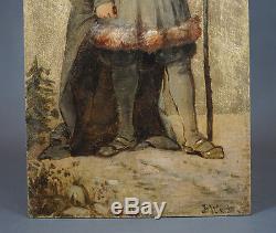 1830 Holland Dutch Art Icon Oil Painting Wooden Board Santa Claus St. Nicholas