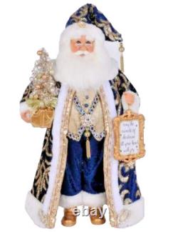 19 Karen Didion Lighted Midnight Blue Santa Claus Tree Doll Christmas Decor