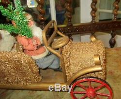 1910 Outstanding Workmanship German 20 Loofah Car Santa ClausFeather Tree+Toys