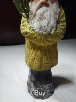 1921 CHRISTMAS ANTIQUE GERMAN BELSNICKLE SANTA CLAUS CANDY CONTAINER Mustard