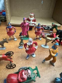 1930's Metal Led Figures Skating Santa Clause horses etc Rare