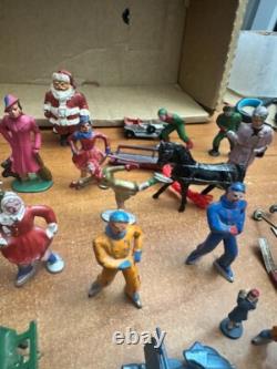 1930's Metal Led Figures Skating Santa Clause horses etc Rare