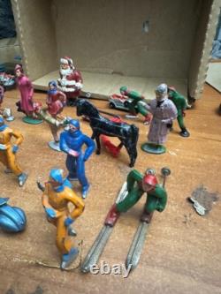 1930's Metal Led Figures Skating Santa Clause horses etc Rare