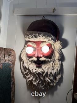 1940s Plaster Santa Claus Display Lighted Head Vintage Christmas Advertising