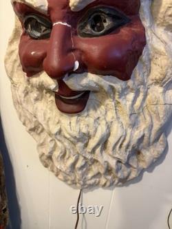 1940s Plaster Santa Claus Display Lighted Head Vintage Christmas Advertising