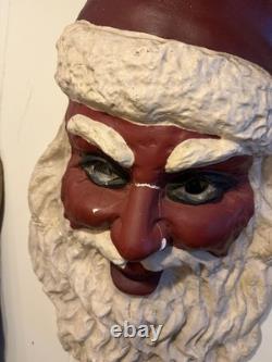 1940s Plaster Santa Claus Display Lighted Head Vintage Christmas Advertising