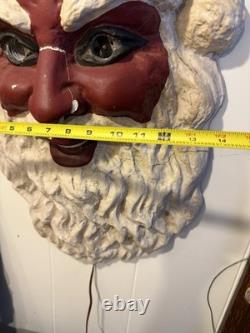 1940s Plaster Santa Claus Display Lighted Head Vintage Christmas Advertising